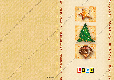 karnet świąteczny składany - wzór BN1-295 awers