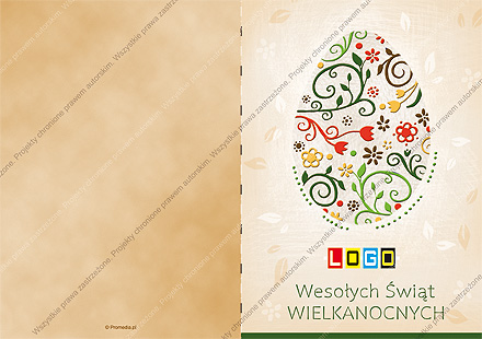 karnet wielkanocny składany - wzór WN1-012 awers