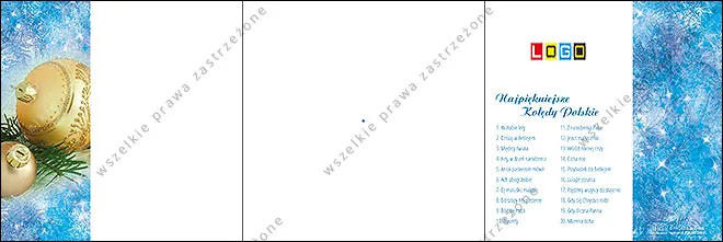 Kartka BK-455 Złote kule w lodowym błękicie, tył