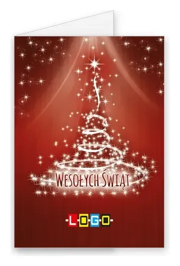 Karnet świąteczny BN1 „Girlanda gwiazdek w białych kreskach”, okładka
