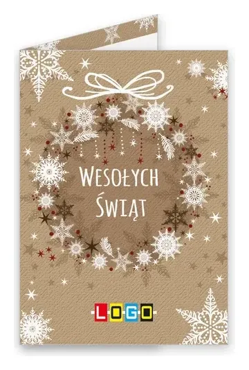Karnet świąteczny BN1 „Brązowe tło z kręgiem płatków”, okładka