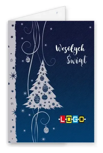 Karnet świąteczny BN1 „Boczne drzewko z wstążkami”, okładka