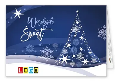 Karnet świąteczny BN1 „Granatowe fale i choinka”, okładka