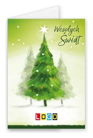 Karnet świąteczny BN1 „Choinka w czerwono-białych kulkach”, okładka