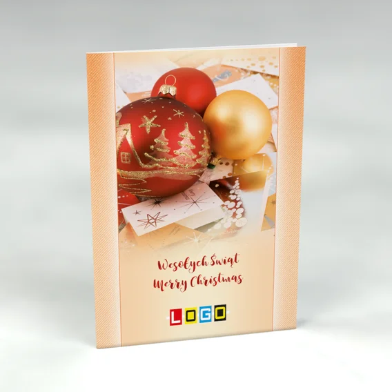 Śnieżynki na kremowym tle: karnet BN1 stojący, przód