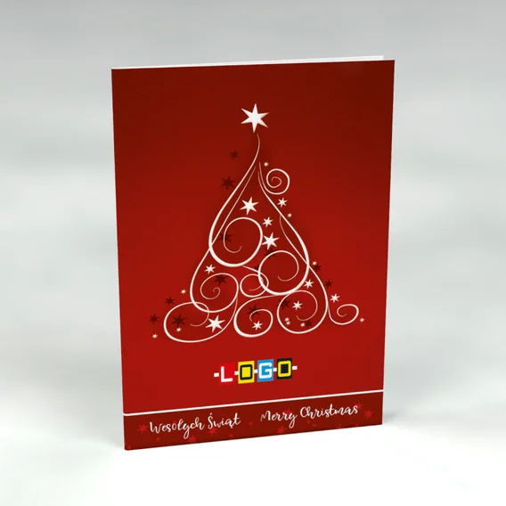 Spirala choinki z cienkich linii: karnet BN1 stojący, przód
