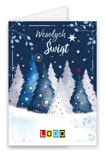 Karnet świąteczny BN1 „Choinki pod wiszącymi gałązkami”, okładka