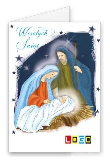 Karnet świąteczny BN1 „Szopka w nocnym świetle gwiazd”, okładka