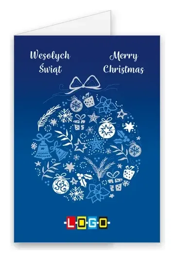 Karnet świąteczny BN1 „Biały wieniec z zimowych symboli”, okładka