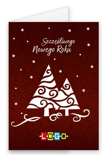 Karnet świąteczny BN1 „Biało-czerwony duet z zawijasami”, okładka