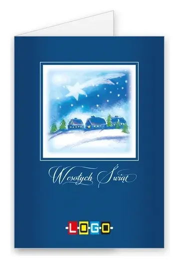 Karnet świąteczny BN1 „Wioska pod śniegiem i gwiazdą”, okładka