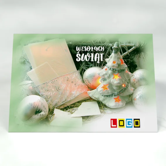 Figurka choinki ze spiralami: karnet BN1 stojący, przód