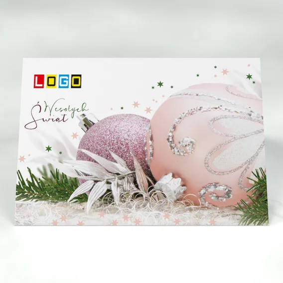 Pastelowa para wśród zieleni: karnet BN1 stojący, przód