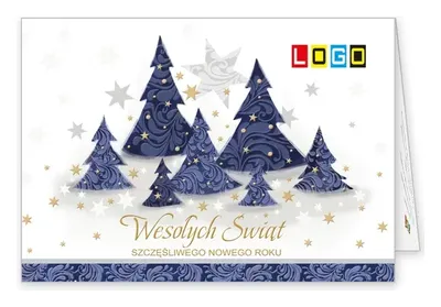 Karnet świąteczny BN1 „Ornamentalne drzewka pod gwiazdkami”, okładka