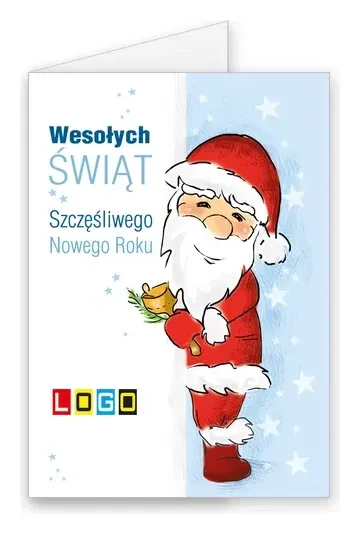 Karnet świąteczny BN1 „Mikołaj z dzwonkiem wśród gwiazd”, okładka