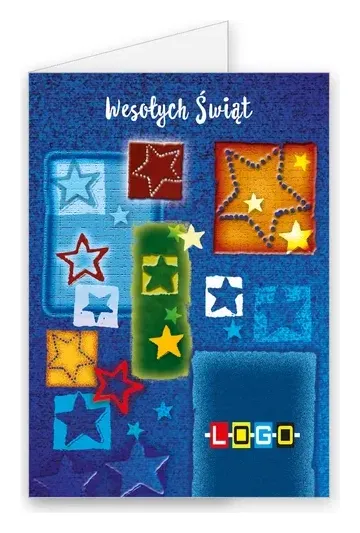 Karnet świąteczny BN1 „Patchwork z barwnych kwadratów”, okładka