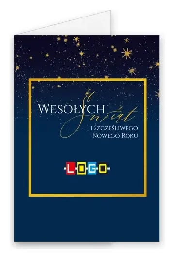 Karnet świąteczny BN1 „Napis w prostokącie na granacie”, okładka