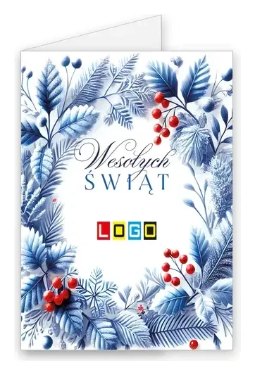 Karnet świąteczny BN1 „Błękitny wzór wokół życzeń”, okładka