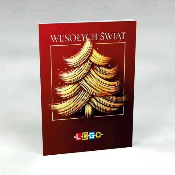 Żółta choinka z fal: karnet BN1 stojący, przód
