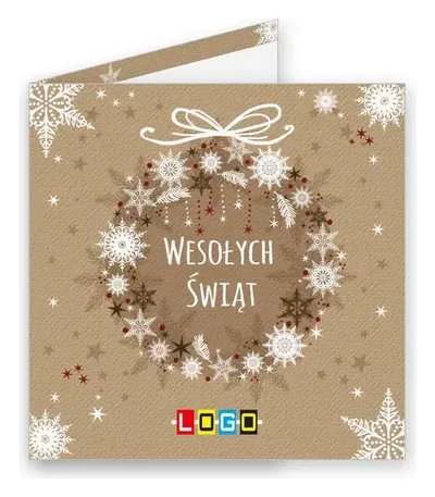 Karnet świąteczny BN2 „Okrąg ze śnieżynek na beżu”, okładka