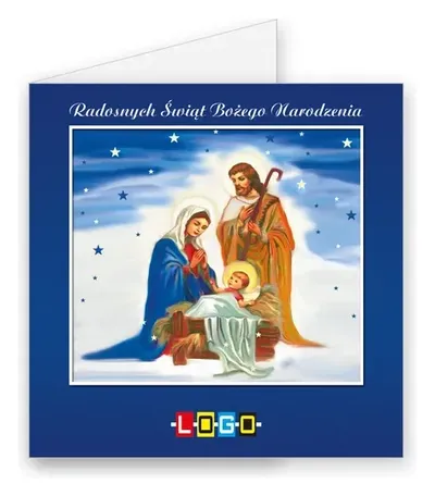 Karnet świąteczny BN2 „Święta Rodzina w niebieskiej ramce”, okładka