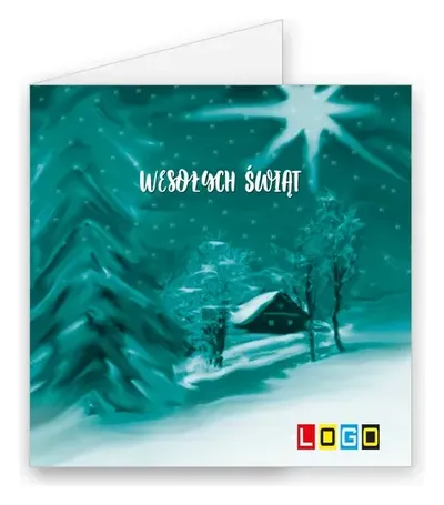 Karnet świąteczny BN2 „Ośnieżona chatka w zimowej scenerii”, okładka