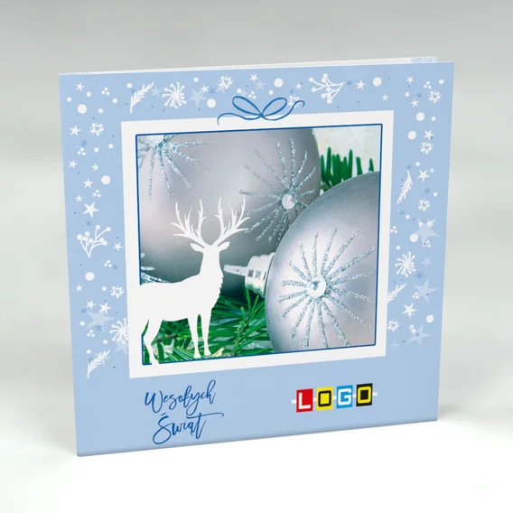 Renifer przy dwóch bombkach: karnet BN2 stojący, przód