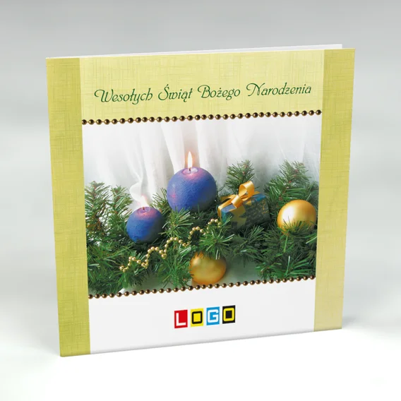 Choinkowe ozdoby w ramce: karnet BN2 stojący, przód