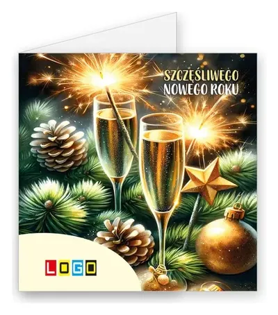 Karnet świąteczny BN2 „Dwa kieliszki w zieleni”, okładka