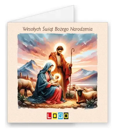 Karnet świąteczny BN2 „Pastuszkowie przy żłóbku w beżach”, okładka