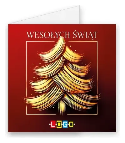 Karnet świąteczny BN2 „Czerwień i choinka z linii”, okładka