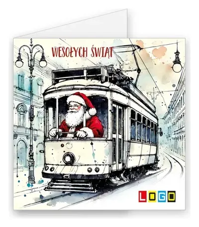 Karnet świąteczny BN2 „Mikołaj w oknach tramwaju”, okładka