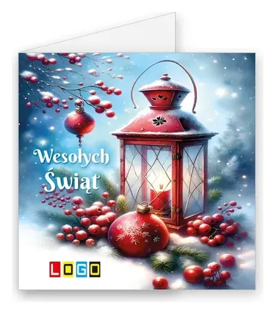 Karnet świąteczny BN2 „Czerwony lampion w błękitnej zamieci”, okładka