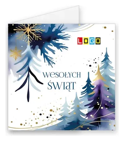 Karnet świąteczny BN2 „Lewa połowa pełna choinek”, okładka