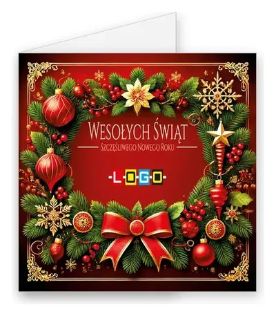 Karnet świąteczny BN2 „Wieniec z gwiazdami i jagodami”, okładka