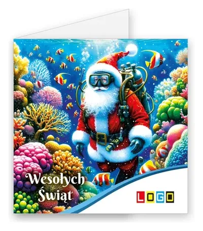 Karnet świąteczny BN2 „Mikołaj w głębinach oceanu”, okładka