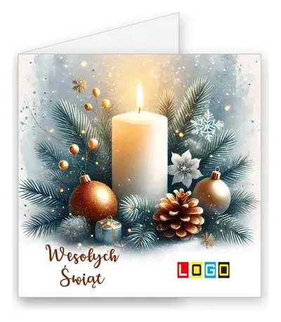 Karnet świąteczny BN2 „Płomień białej świecy wśród igieł”, okładka