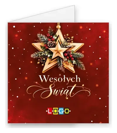 Karnet świąteczny BN2 „Gwiazdy na sznurku i ostrokrzew”, okładka