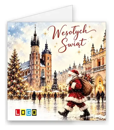 Karnet świąteczny BN2 „Mikołaj na placu starego miasta”, okładka