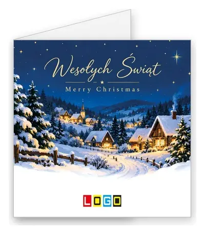 Karnet świąteczny BN2 „Nocna wieś wśród świerków”, okładka