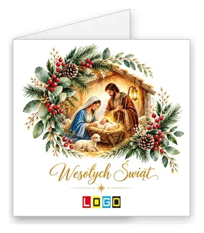 Karnet świąteczny BN2 „Święta Rodzina w wieńcu”, okładka