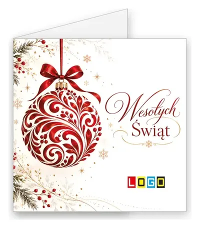 Karnet świąteczny BN2 „Ornament w czerwonej bombce”, okładka