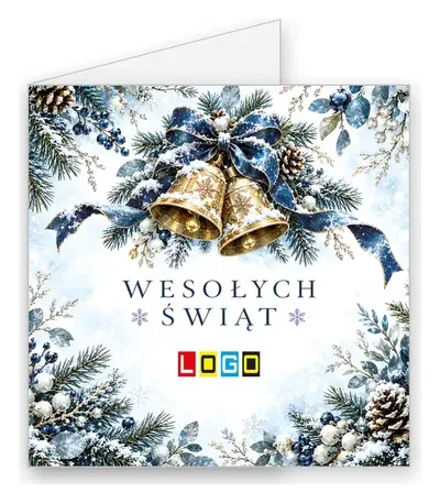 Karnet świąteczny BN2 „Para dzwonków w oszronionym świerku”, okładka