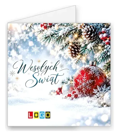 Karnet świąteczny BN2 „Bombka ze śnieżynką na szronie”, okładka