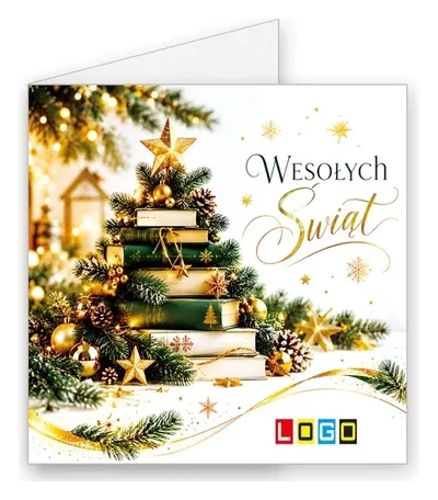 Karnet świąteczny BN2 „Książkowe drzewko ze złotą gwiazdą”, okładka