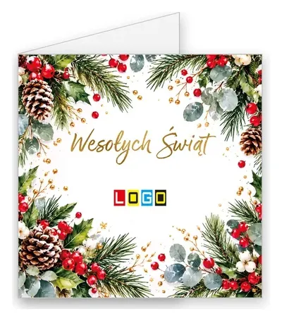 Karnet świąteczny BN2 „Ramka z gałązek i jemioły”, okładka