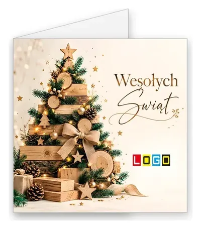 Karnet świąteczny BN2 „Rustykalna choinka z desek”, okładka