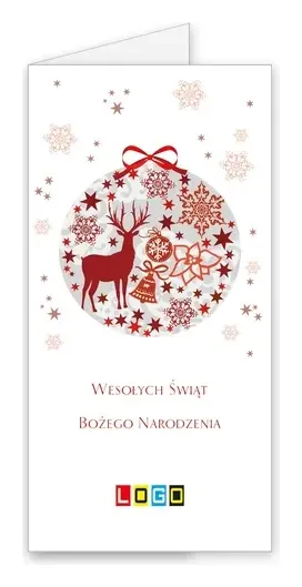 Karnet świąteczny BN3 „Jeleń z poinsecją i dzwonkiem”, okładka