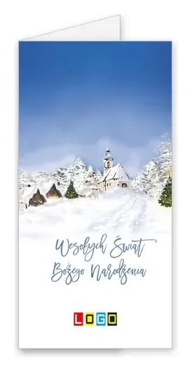 Karnet świąteczny BN3 „Biały kościół przy zasypanej drodze”, okładka