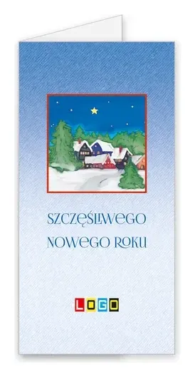 Karnet świąteczny BN3 „Domki w czerwonej ramie”, okładka